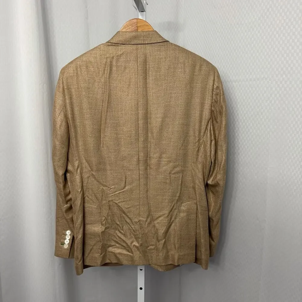 J Hilburn Bamboo Blazer Mens 42S Woven Unstructured Light Brown Tan Two Button